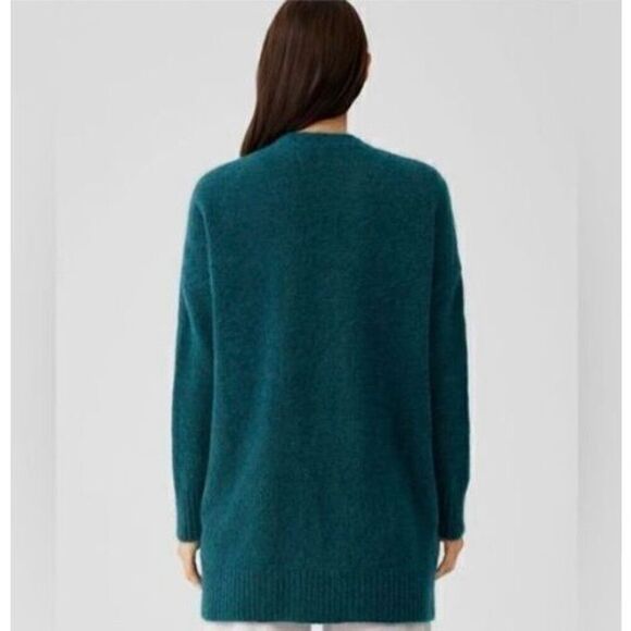 Eileen Fisher Wommen's XXS Organic Cotton Longline Button Front Cardigan Teal - Picture 4 of 12